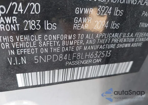 2020 Hyundai Elantra Sel from USA, damaged, VIN 5NPD84LF8LH632513